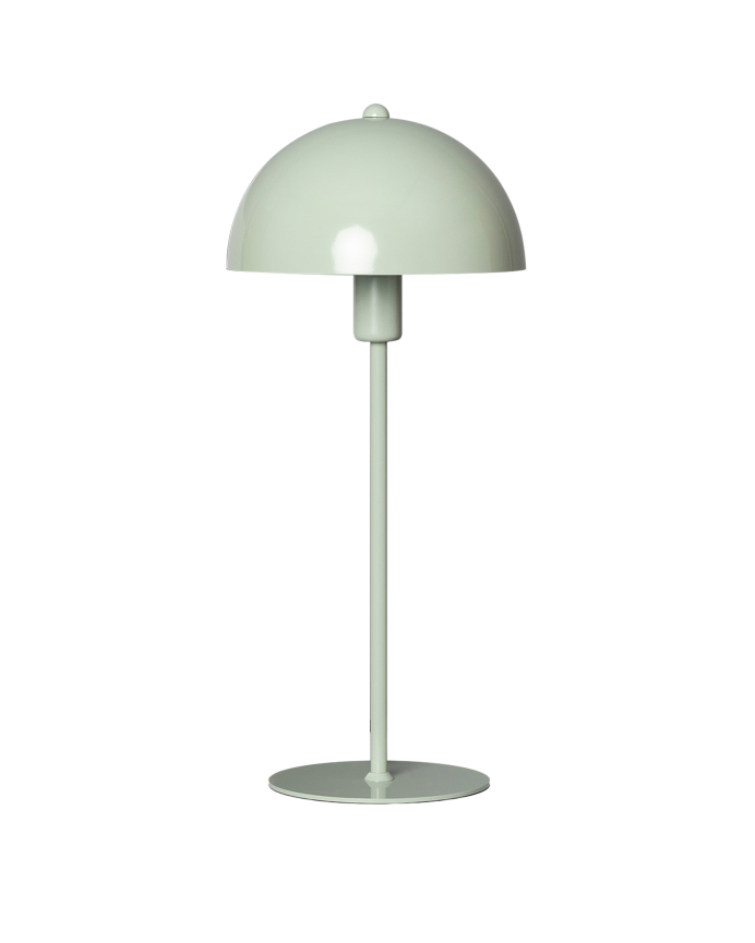 Lámpara de mesa elaborada con aluminio color verde.