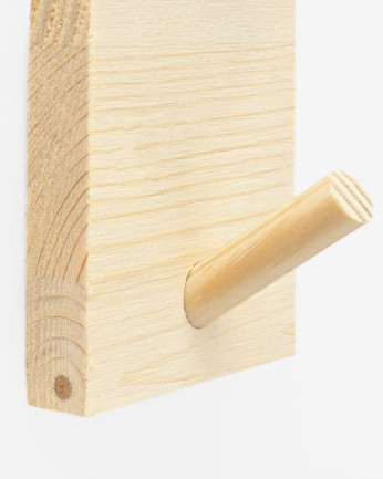 Colgador de pared de madera maciza en tono natural de 8x6cm
