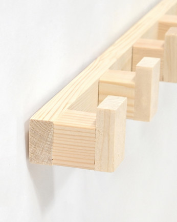 Colgador/Perchero de madera maciza tono natural de 5x50cm