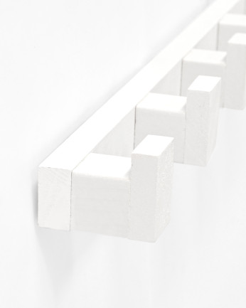 Colgador/Perchero de madera maciza tono blanco de 5x50cm
