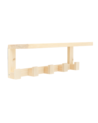 Colgador/Perchero de madera maciza con repisa tono natural de 20x50cm