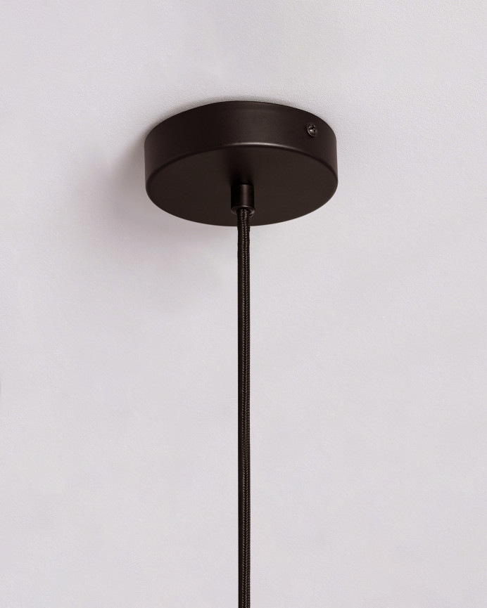 Lámpara de techo de fibras de mimbre natural en color negro de 60x50cm