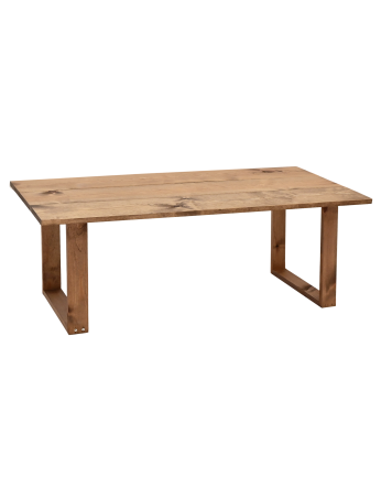 Mesa de centro de madera maciza acabado roble oscuro de 120x60cm