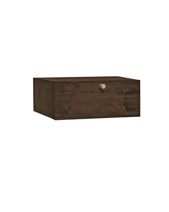 Mesita de noche de madera maciza flotante con tirador en tono nogal de 40cm