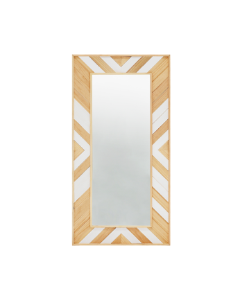Espejo de madera maciza en tono natural y blanco de 163x84cm