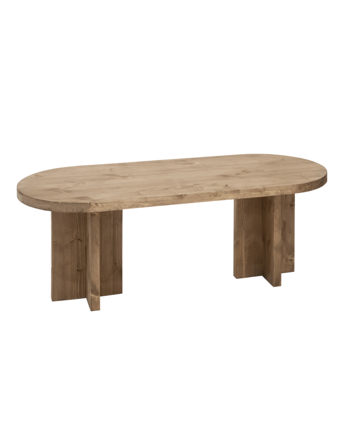 Mesa de centro de madera maciza en tono roble oscuro de de 120x40cm