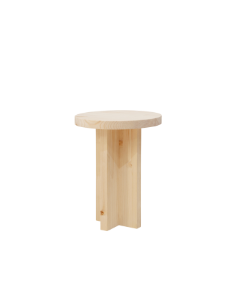 Taburete de madera maciza en tono natural de 45x35cm