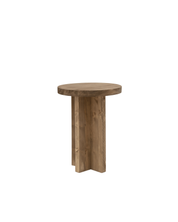 Taburete de madera maciza en tono roble oscuro de 45x35cm