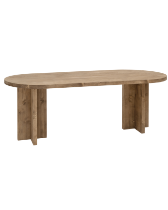 Mesa de comedor de madera maciza ovalada en tono roble oscuro de varias medidas