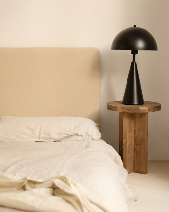 Mesita de noche de madera maciza en tono roble oscuro de 45x35cm