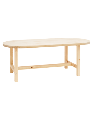 Mesa de comedor de madera maciza ovalada en tono natural de varias medidas