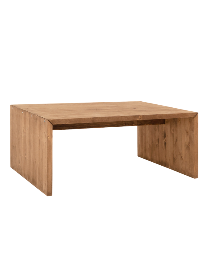 Mesa de centro de madera maciza en tono roble oscuro de 109,4x45x74cm