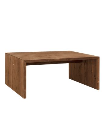 Mesa de centro de madera maciza en tono nogal de 109,4x59x74cm
