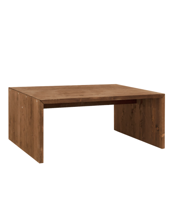 Mesa de centro de madera maciza en tono nogal de 109,4x45x74cm