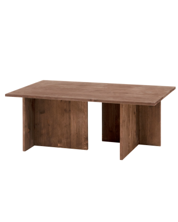 Mesa de centro de madera maciza tono nogal 40x100cm