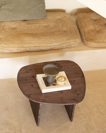 Mesa de centro de madera maciza en tono nogal de varias medidas