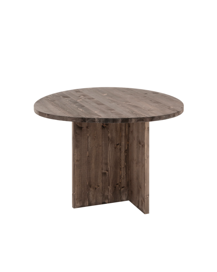 Mesa de comedor de madera maciza en tono nogal de 100cm