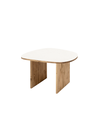 Mesa de centro de madera y conchas roble oscuro 80cm