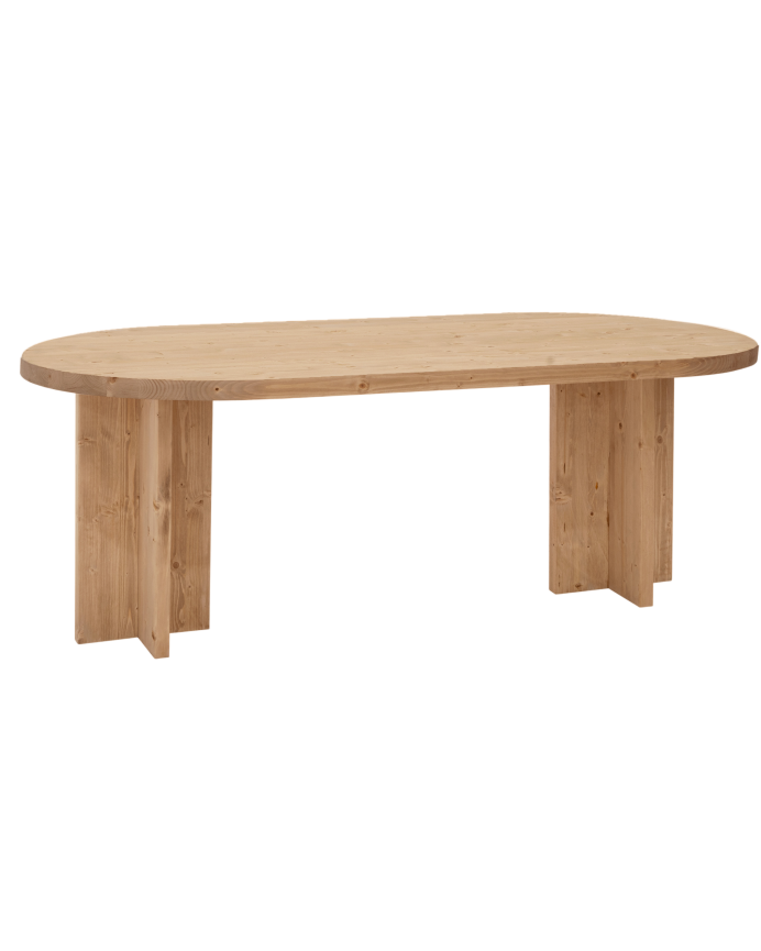 Mesa de comedor de madera maciza ovalada en tono roble medio de varias medidas