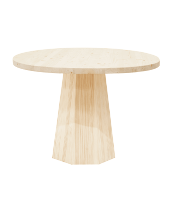 Mesa de comedor redonda de madera maciza en tono natural de Ø115
