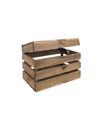 Baúl de madera maciza en tono roble oscuro de 39x33x30,5cm