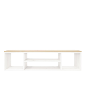 Mueble de TV de madera en tono blanco y natural de 160x40cm