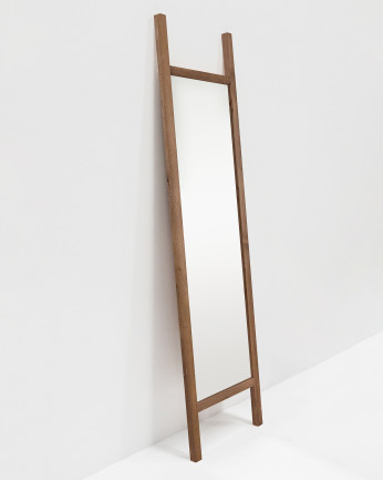 Espejo de madera maciza tono roble oscuro de 45x180cm