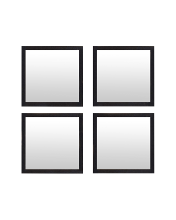Set de 4 espejos de pared cuadrados de madera tono negro de 30x30cm