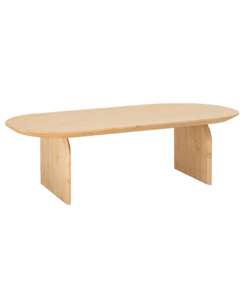 Mesa de centro ovalada de madera maciza en tono roble medio de varias medidas