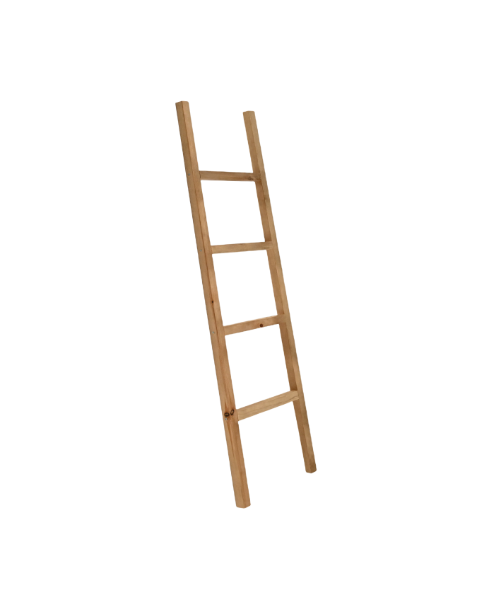 Escalera de madera maciza tono roble oscuro de 150x41cm.