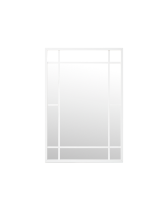 Espejo rectangular de pared tipo ventana elaborado con madera de acabado blanco