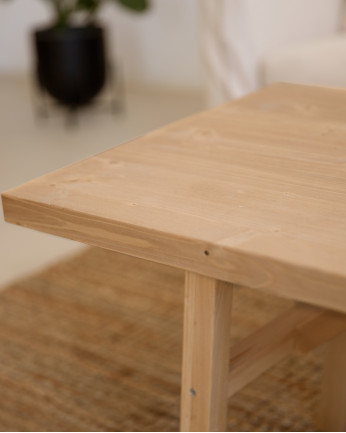 Mesa de centro de madera maciza acabado roble medio de 120x50cm