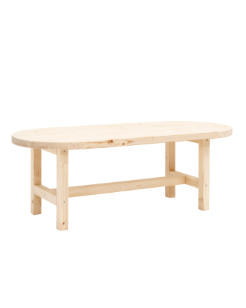 Mesa de centro de madera maciza en tono natural de 120x40cm