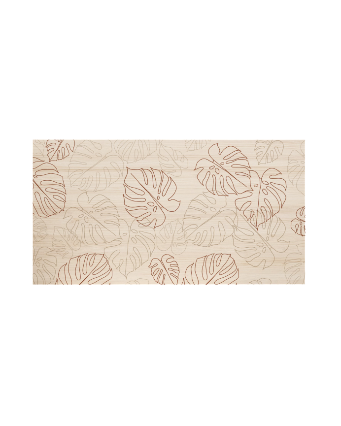 Cabecero de madera maciza estampado motivo 'Leaves lines' en tono natural de varias medidas 