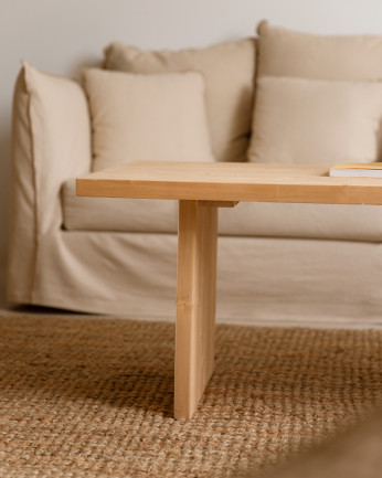 Mesa de centro de madera maciza en tono roble medio de 47x60cm