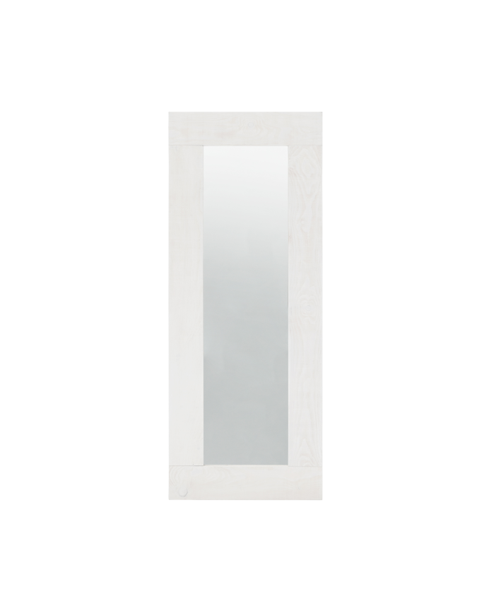 Espejo de madera maciza tono blanco de 165x65cm