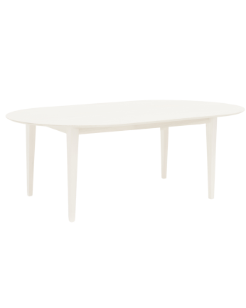 Mesa de comedor de madera maciza ovalada en tono blanco de varias medidas