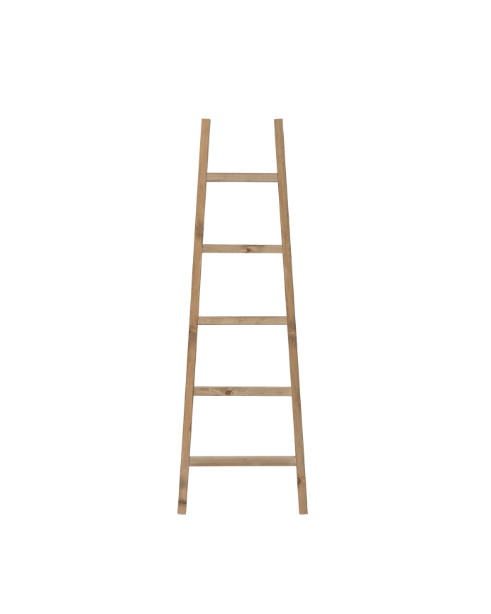 Escalera de madera maciza en tono roble oscuro de 150x50cm