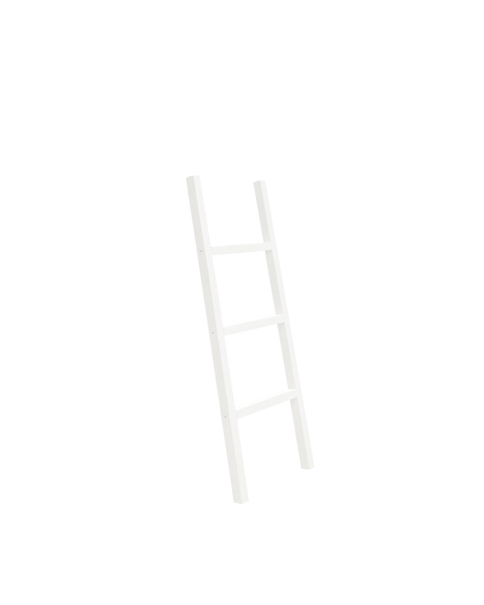 Escalera de madera maciza color blanco de 41x118x3,5cm