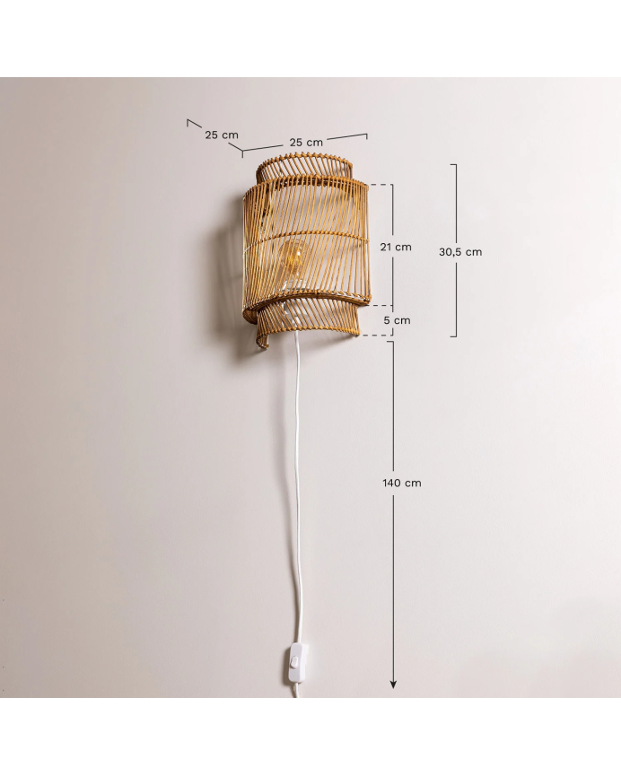 Lámpara de pared de ratán de Ø25 cm