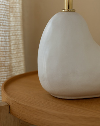 Lámpara de mesa de cerámica y pantalla de tejido de lino de 41,5x18cm