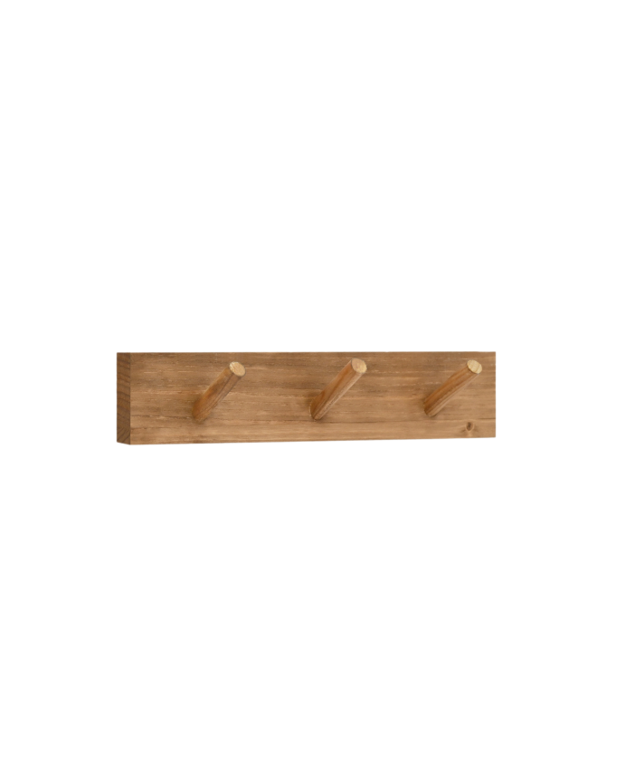 Colgador de pared de madera maciza en tono roble oscuro de 26x5cm