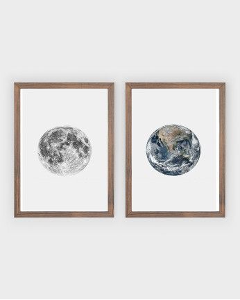 Pack de 2 láminas Moon and Earth