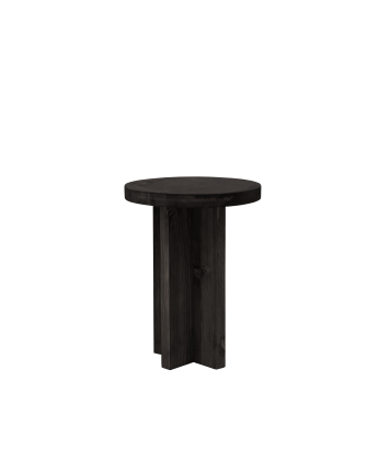 Taburete de madera maciza en tono negro de 45x35cm