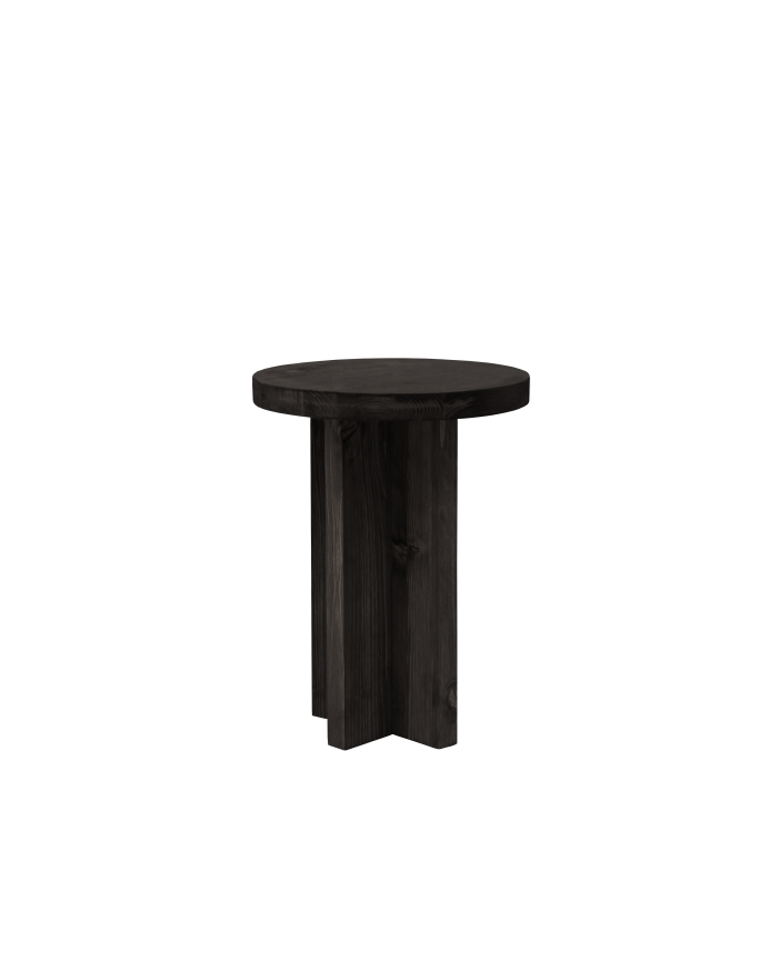 Taburete de madera maciza en tono negro de 45x35cm