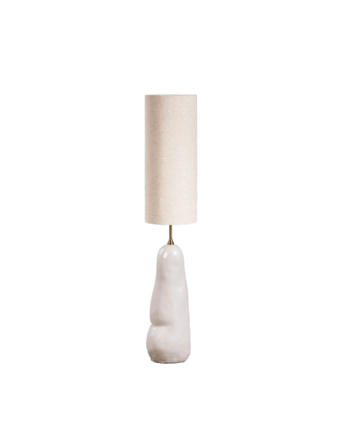 Lámpara de pie de cerámica y pantalla de tejido de lino de 137x65cm
