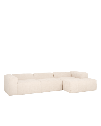 Sofá de 3 módulos con chaise longue de bouclé color blanco 330x172cm