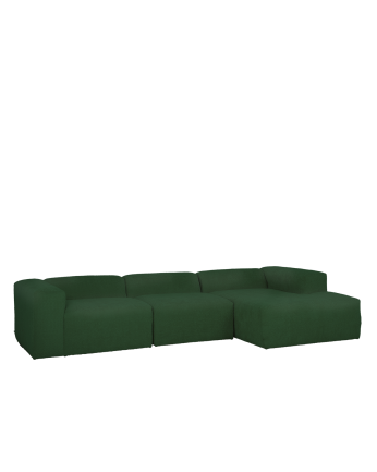 Sofá de 3 módulos con chaise longue de bouclé color verde 330x172cm