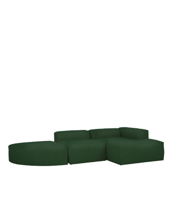 Sofá de 3 módulos curvo con chaise longue de bouclé color verde 320x172cm