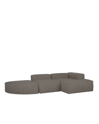 Sofá de 3 módulos curvo con chaise longue de bouclé color gris oscuro 320x172cm